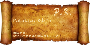 Patatics Kán névjegykártya